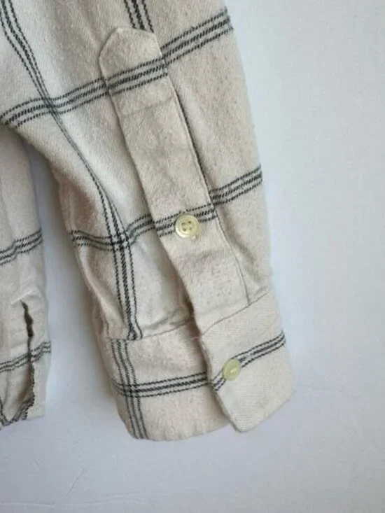 Madewell Plaid Button Down Shirt Window Pane Plaid Long Sleeve Medium Cream - Picture 8 of 14